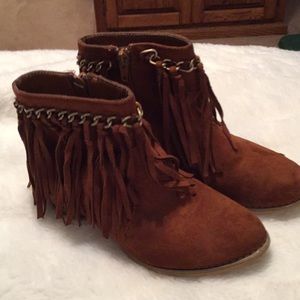 Girls Suede Fringe Ankle Bootie